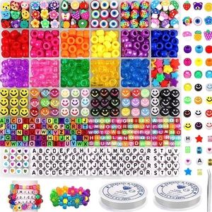 JOICEE Bracelet Making Kit Pony Beads fruite Flower Polymer Clay Beads Smile for